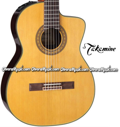 TAKAMINE Classical Cutaway Acoustic/Electric Guitar - Natural/Black Gloss Finish